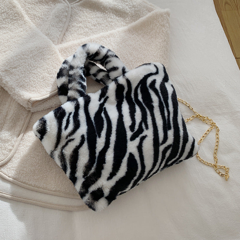Wholesale Leopard Chain Crossbody Bag Plush Handbag