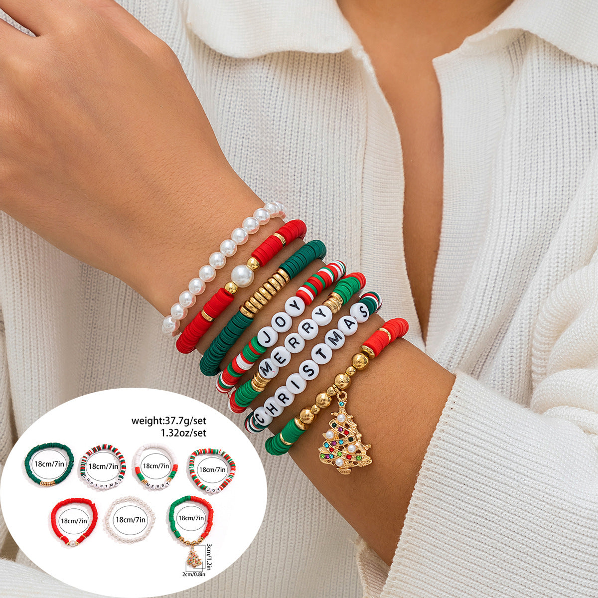 Wholesale Christmas letter contrasting bracelet Layered Bracelet Set