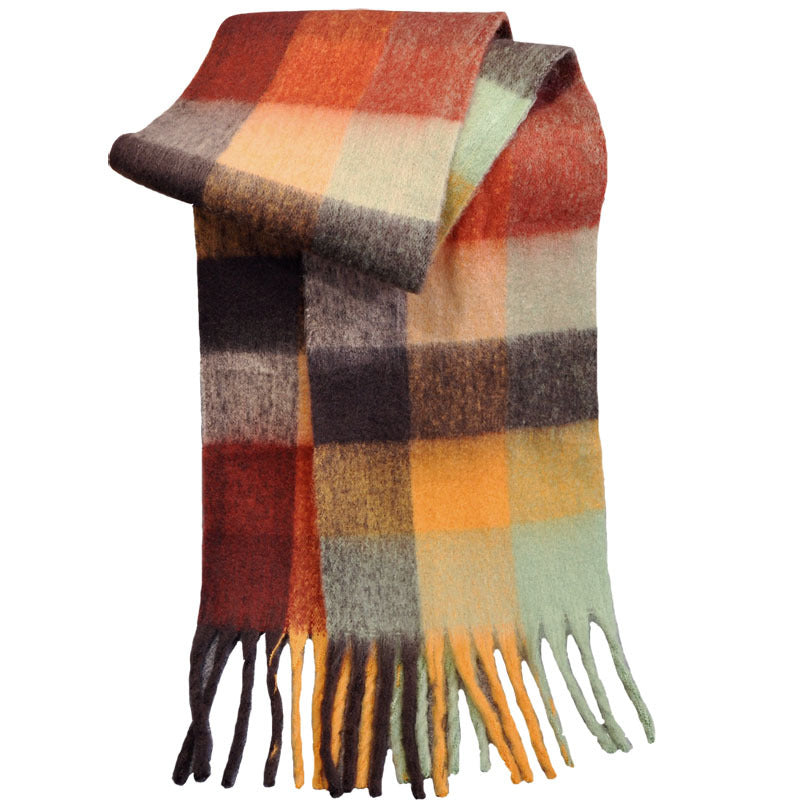 Wholesale Long Tassel New Rainbow Plaid Scarf