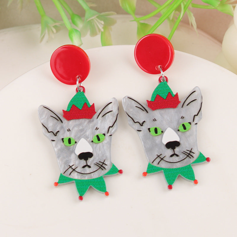 Wholesale  Christmas Series Elk Gloves Acrylic Earrings