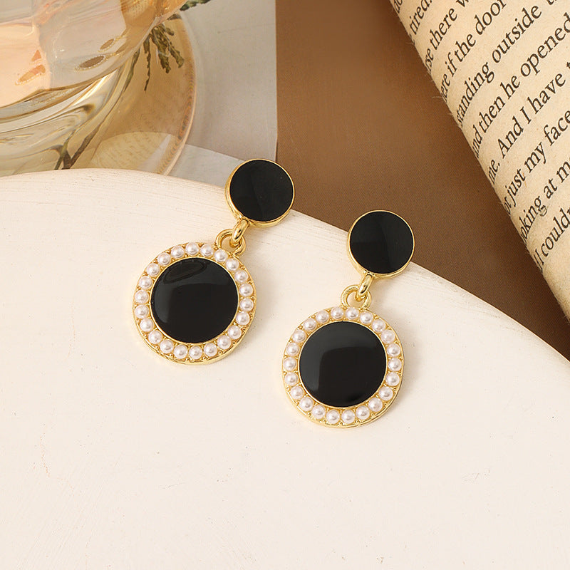 Wholesale Geometric Round Pearl Vintage Earrings