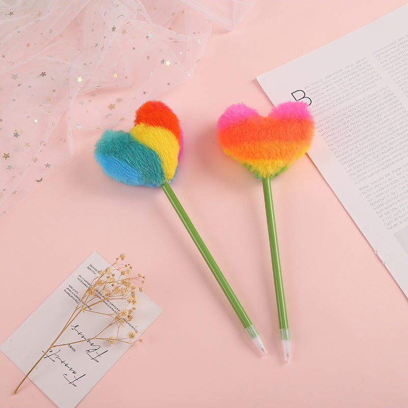 Wholesale Love Fur Ball Colorful Plush Ballpoint Pen