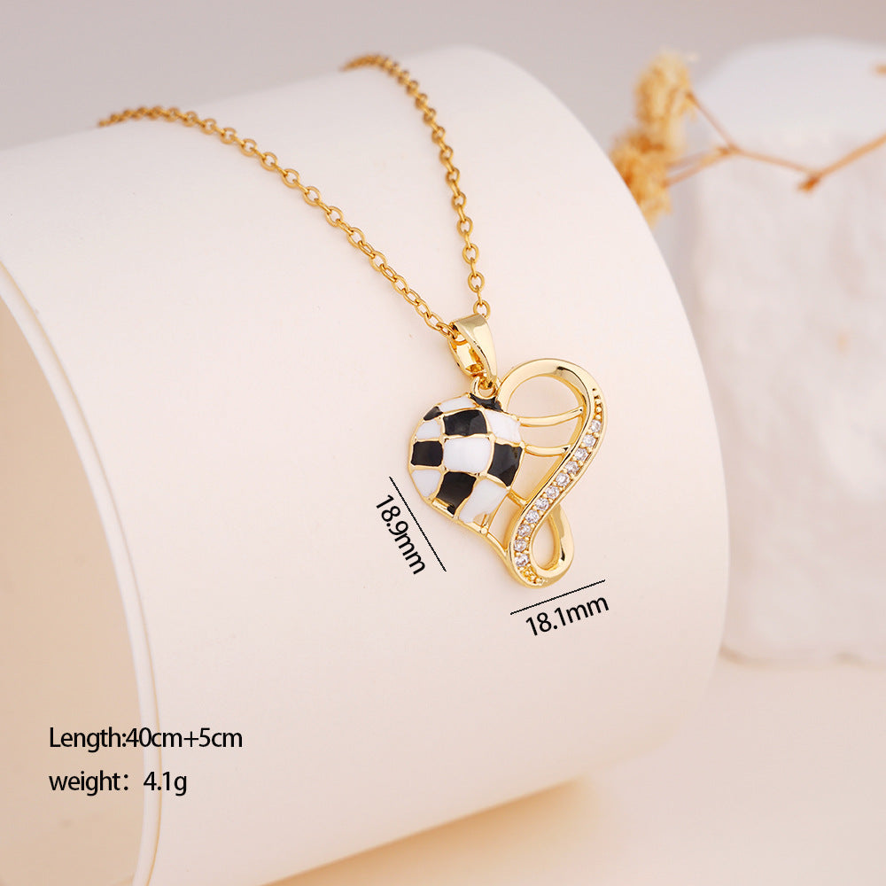 Wholesale Football Necklace Light Luxury Clavicle Chain with Heart