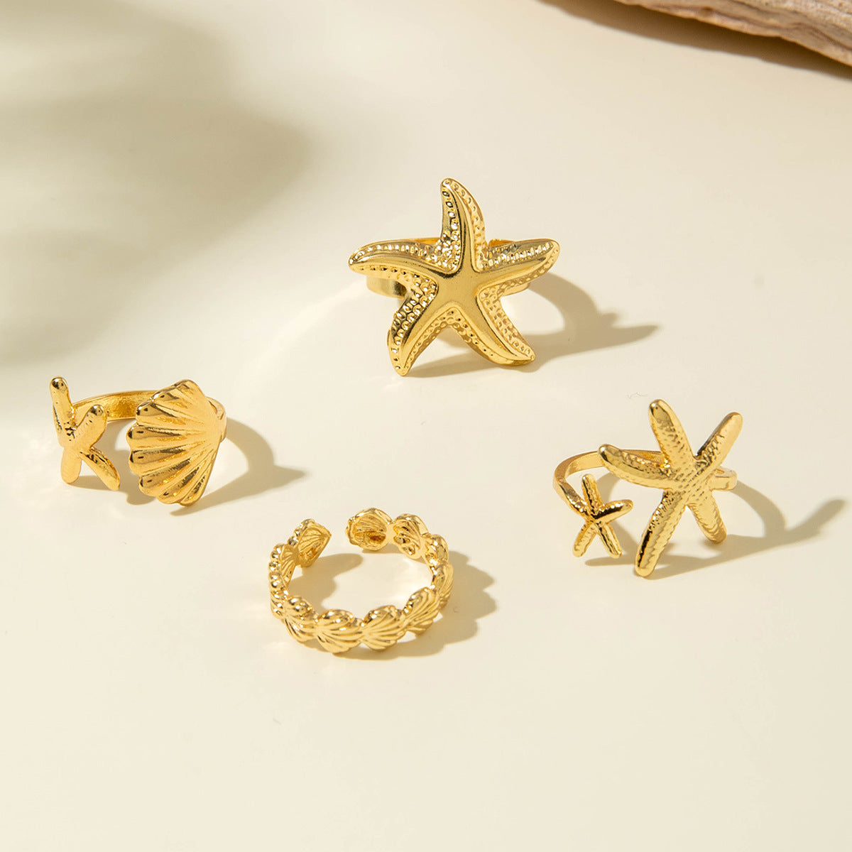 Wholesale 5pcs Bohemian Starfish Sunflower Ring Set