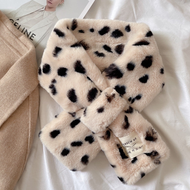 Wholesale Autumn and Winter Leopard Print Thickened Warm Fur Scarves