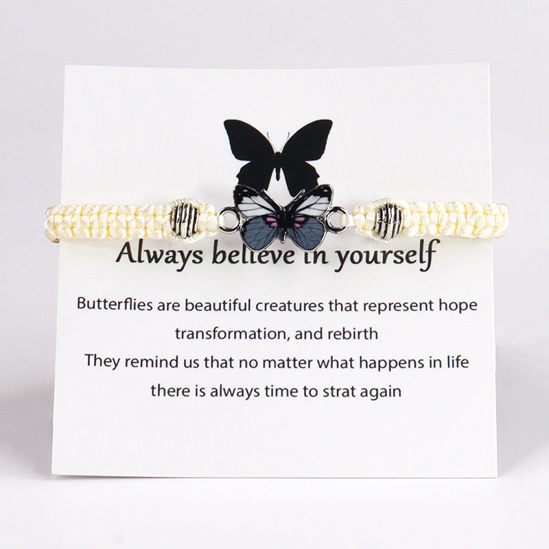 Wholesale Butterfly Pendant Hand Woven Bracelet