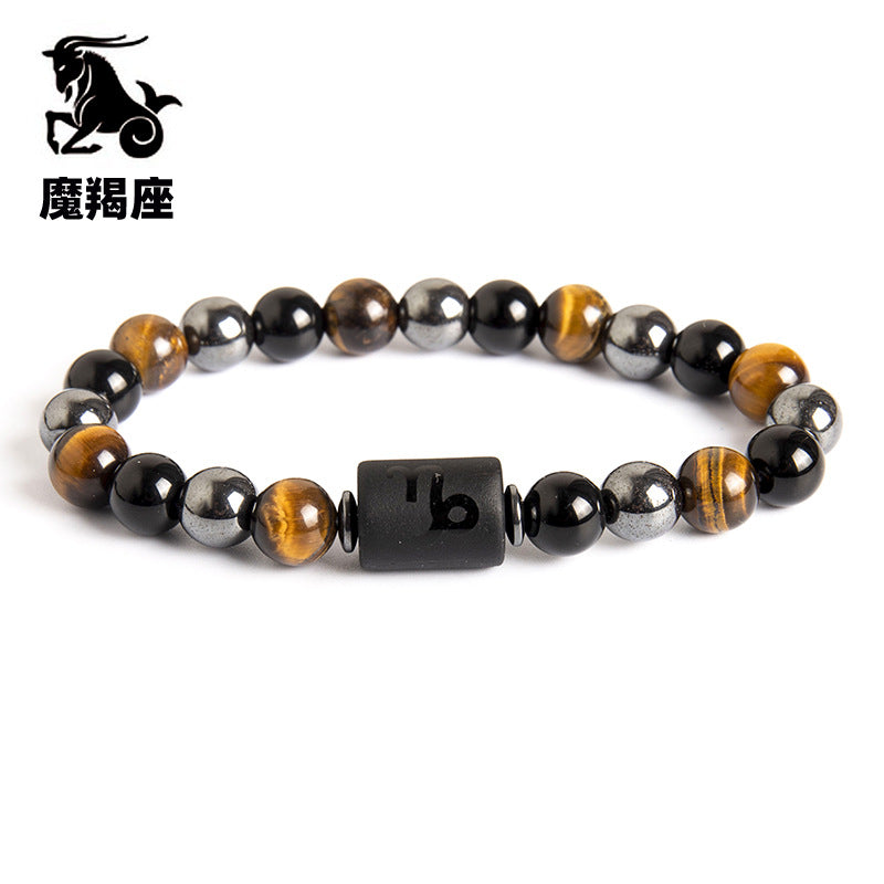 Wholesale Twelve Constellation Natural Tiger Eye Stone Handmade Bead Bracelet