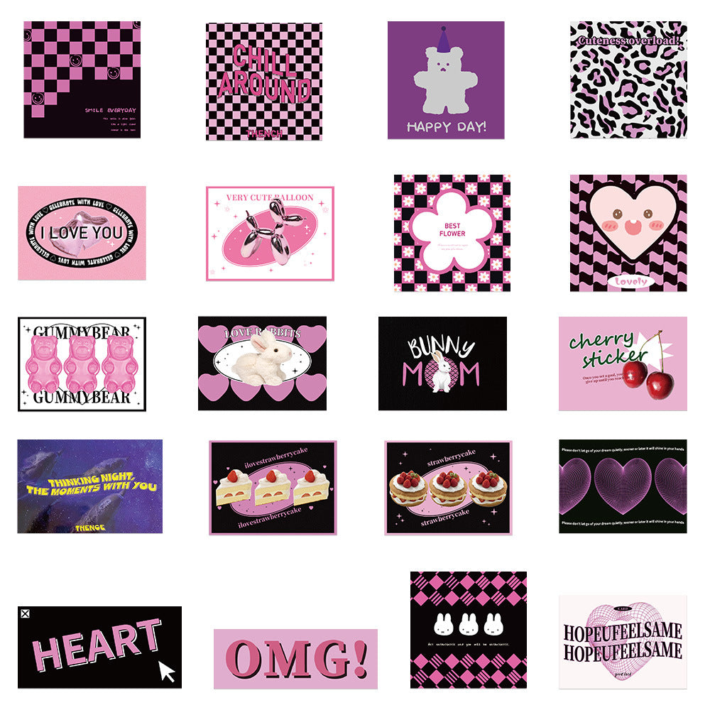 Wholesale 55pcs black and purple English Waterproof Vinyl Stickers