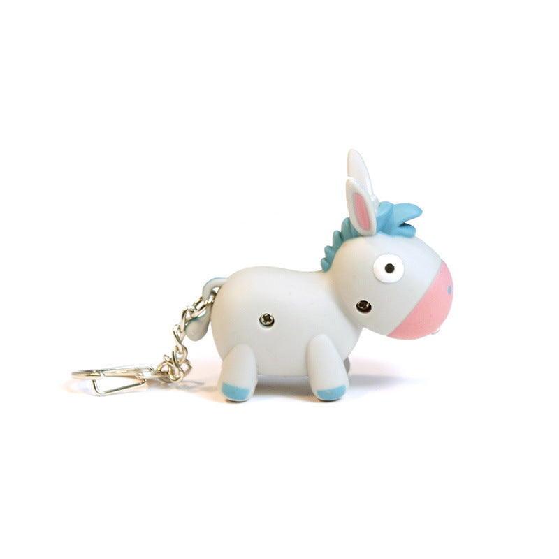 Wholesale Sound and light cartoon donkey keychain