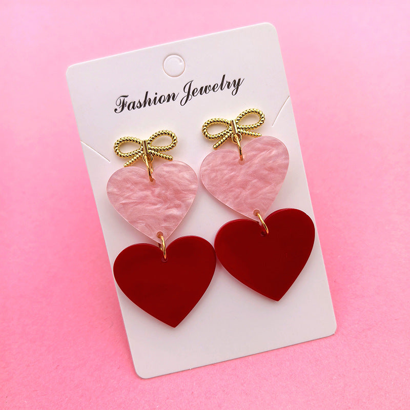 Wholesale Red Love Series Butterfly Knot Valentine' s Day Acrylic Earrings