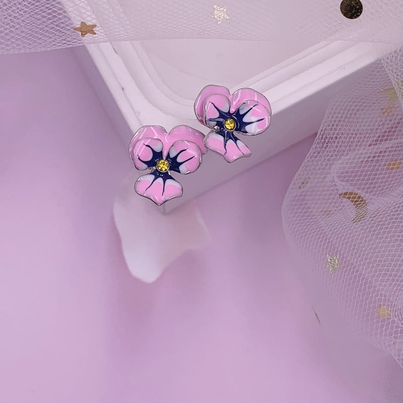 Wholesale Enamel Color Glaze Flower Earrings