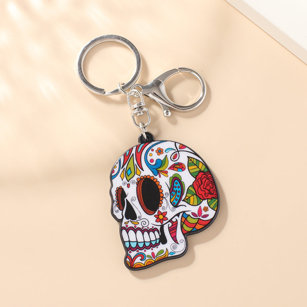 Wholesale Mexican Calavera Acrylic Skull Keychain