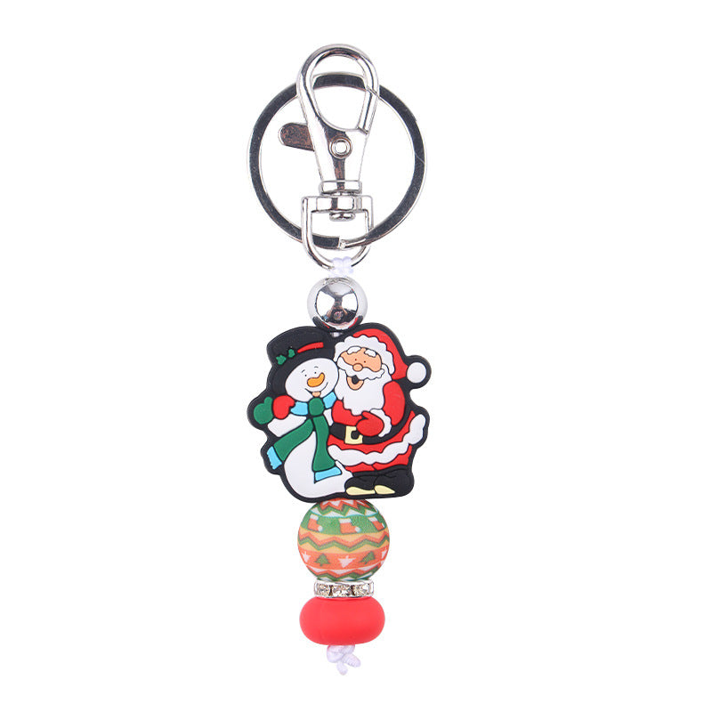 Wholesale Christmas Series Silicone Beaded Keychain