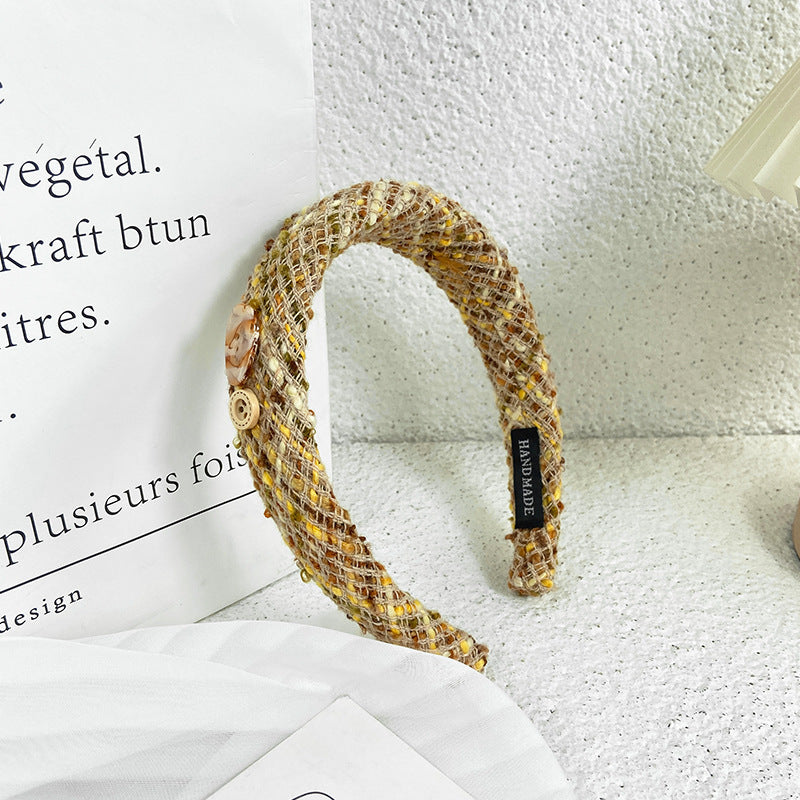 Wholesale Vintage Button Woolen Hair Hoop