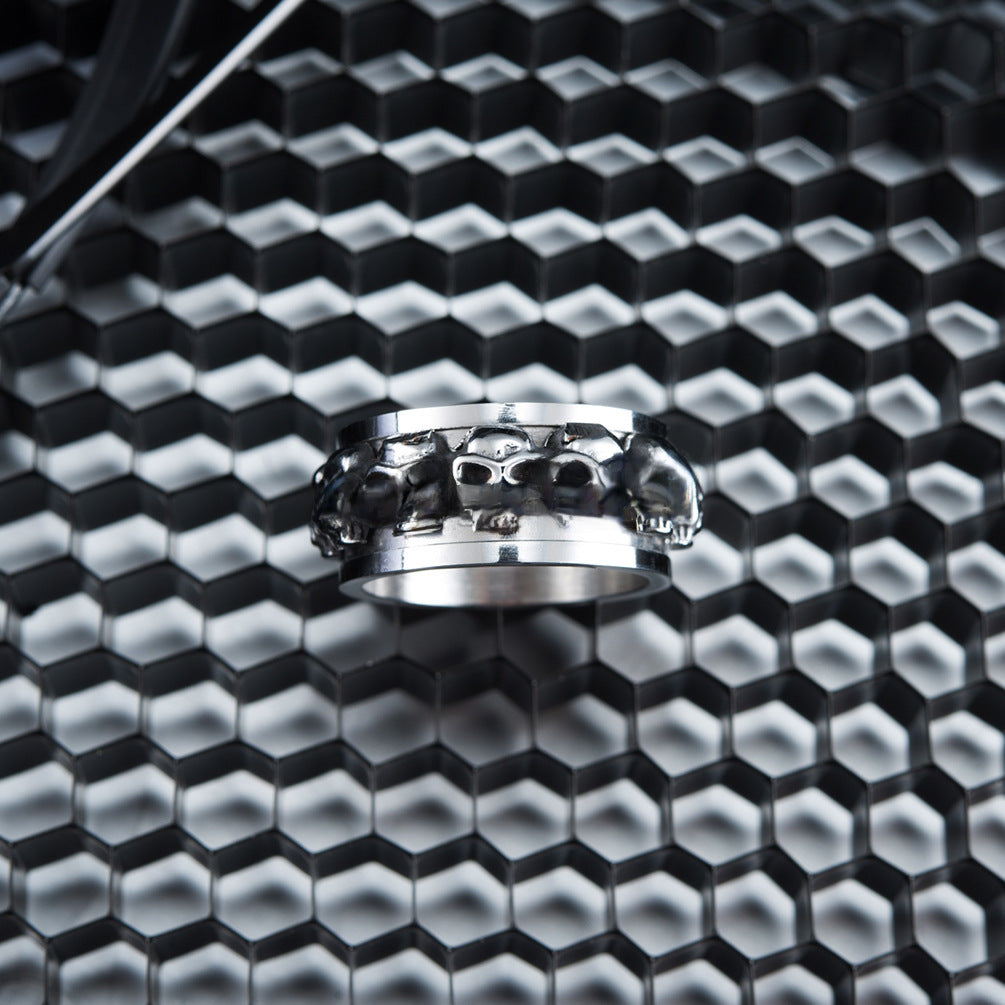 Wholesale Skull rotating stainless steel ring