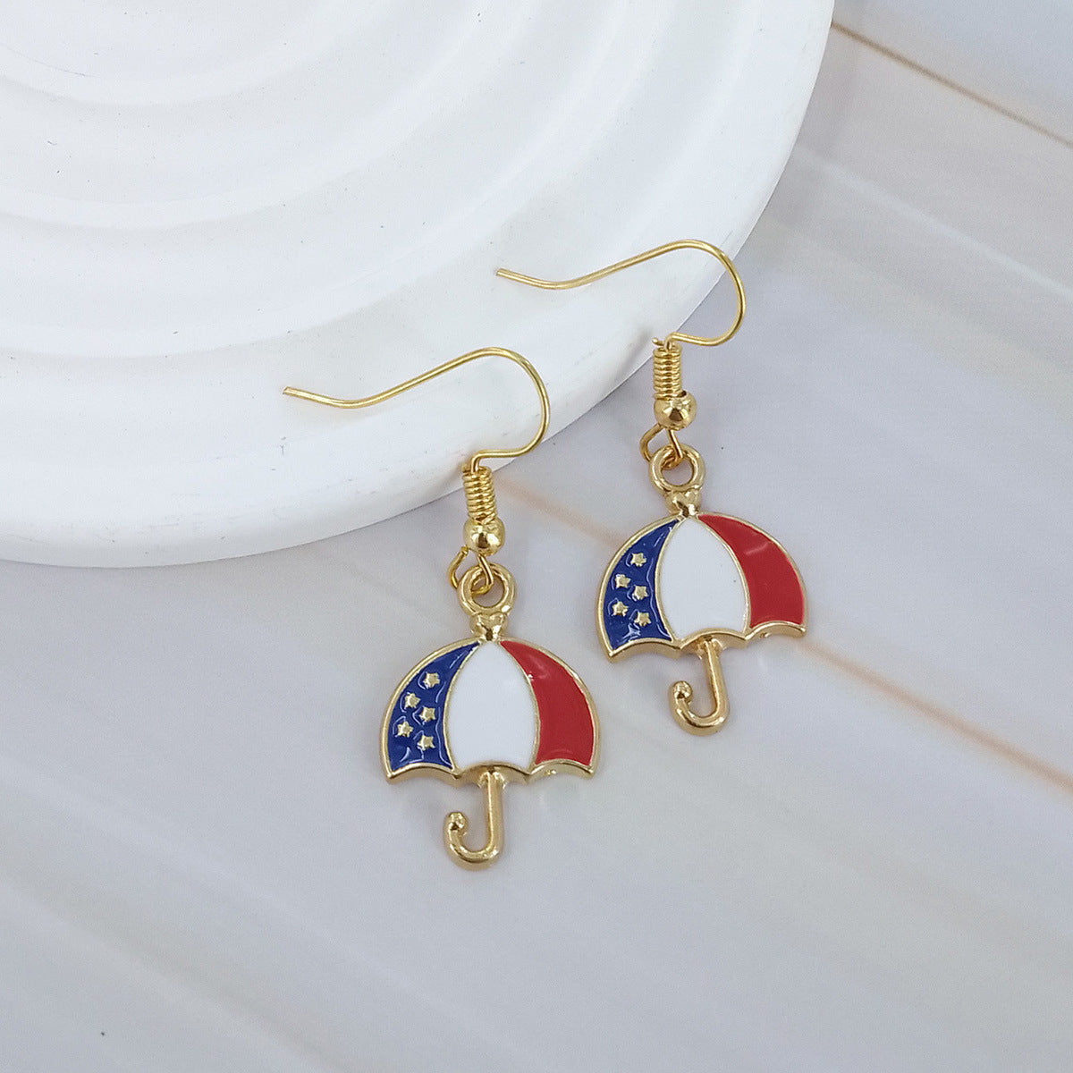 Wholesale Carnival Party Red, White and Blue Five-Pointed Star Earrings