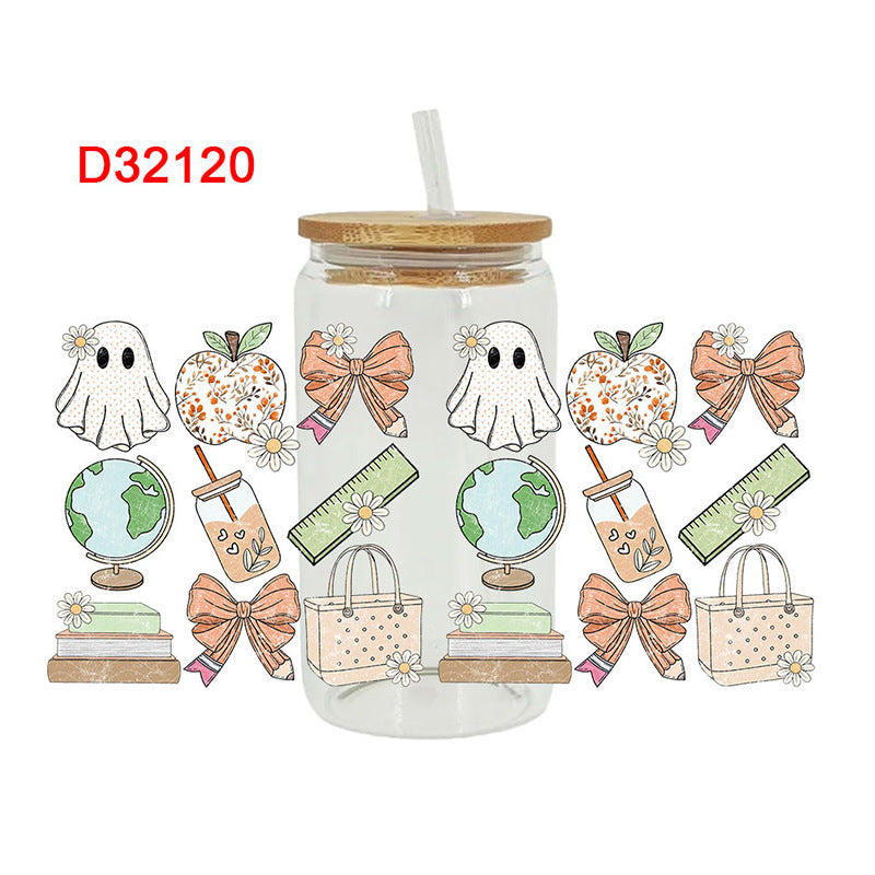 Wholesale  Colorful textbooks stationery and Back to School 16oz Cup UV DTF Wraps