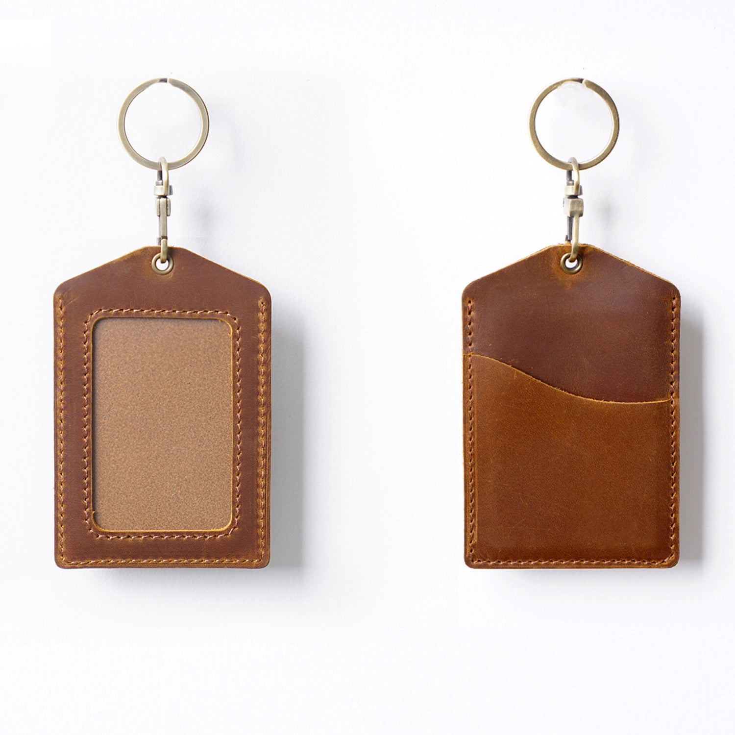 Wholesale Cowhide ID Holder Leather Keychain