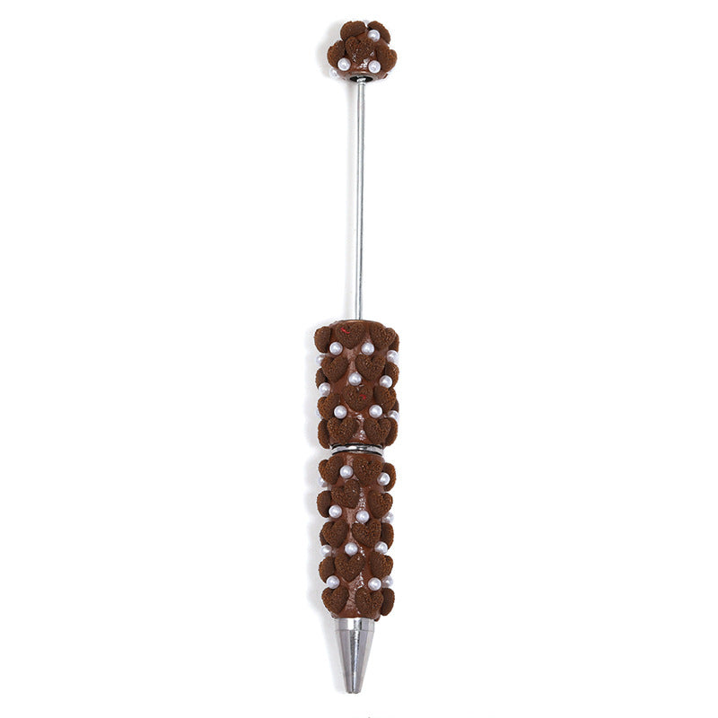 Wholesale 5pcs Macaron-colored gravel heart beaded pen clay bead pen