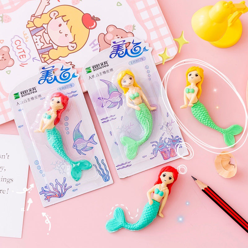 Wholesale Mermaid Shaped Card Eraser Set