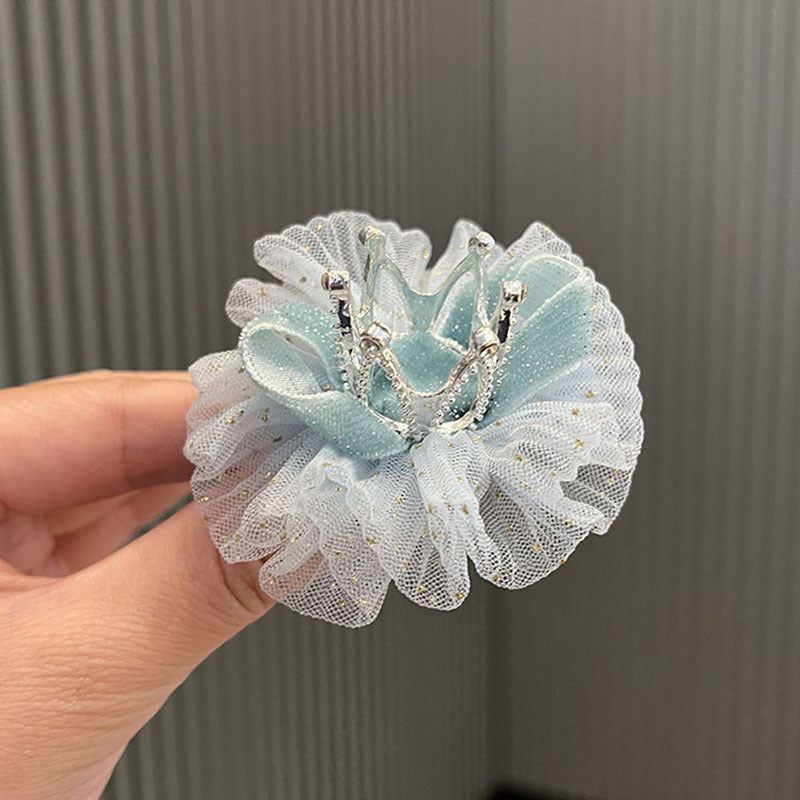 Wholesale Children's mesh flower clip stereo Crown girl hair accessories