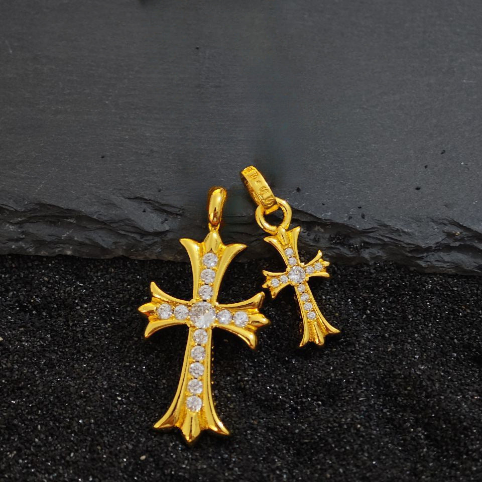 Wholesale Vintage double cross couple full diamond pendant