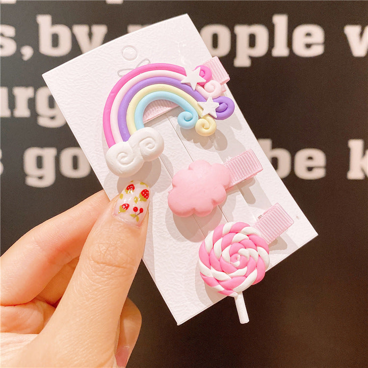 Wholesale Children's Flower Side Clip Colorful Cute Princess Candy Color Hair Clips