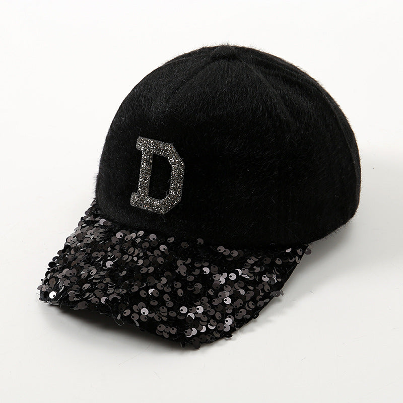 Wholesale Diamond D Letter Plush Imitation Baseball Cap