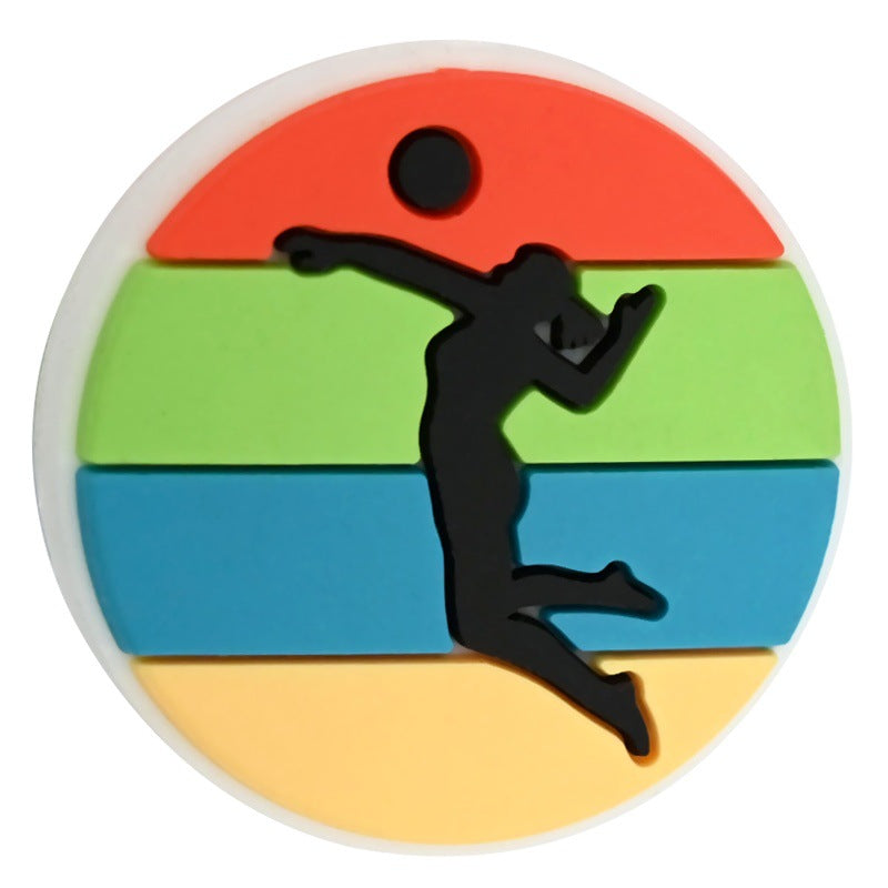 Wholesale Random 100pcs/pack PVC soft rubber perforated beaded accessories for ball sports series   Focal Beads