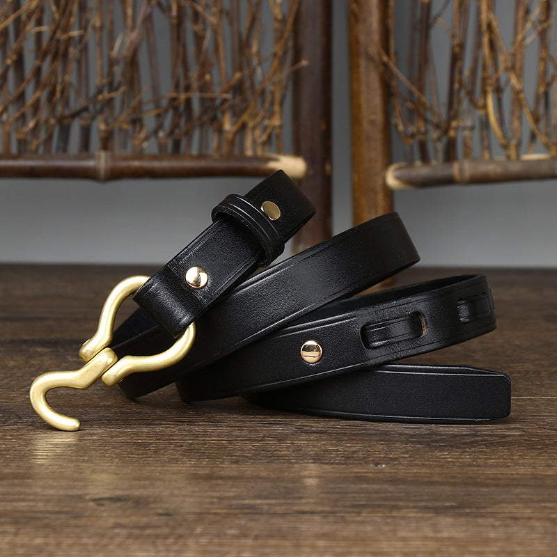 Wholesale Copper Hook Genuine Leather Thin Belt