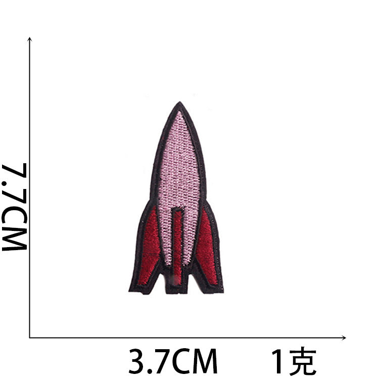 Wholesale Trendy Cartoon Rocket Embroidery Patches Polyester Sew On Space Badge For Clothing DIY Craft