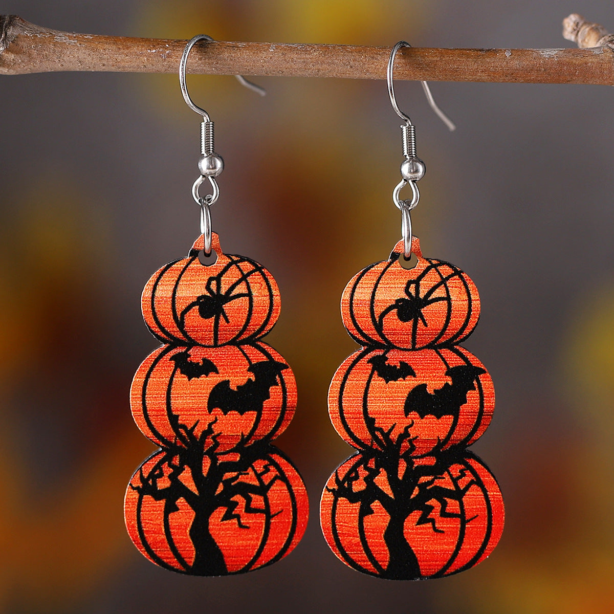 Wholesale  wooden gothic style double-sided earrings