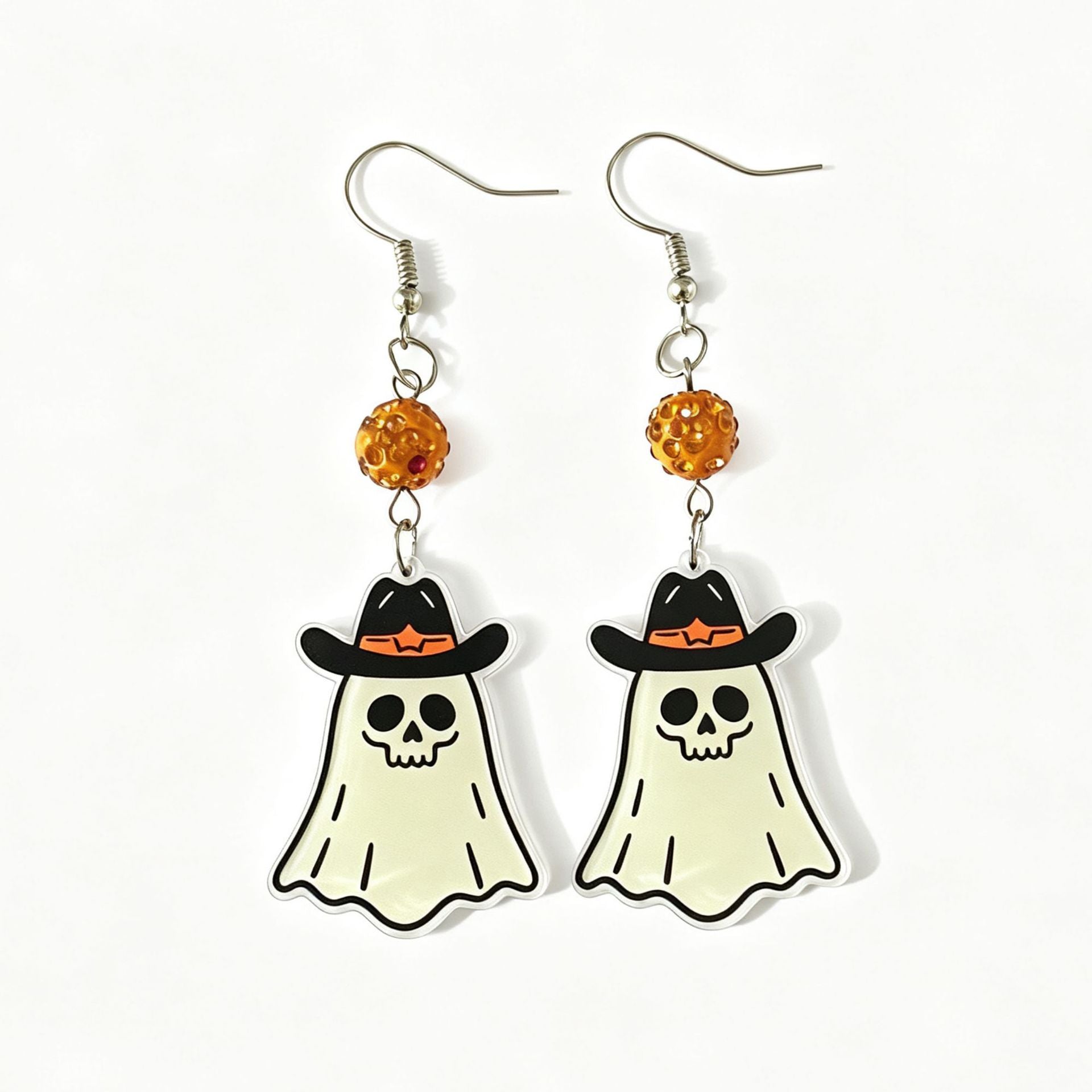 Wholesale Acrylic  Ghost Earrings Trendy Cartoon Cowboy Ghost Dangle Earrings For Party Wear And Boutique Resale