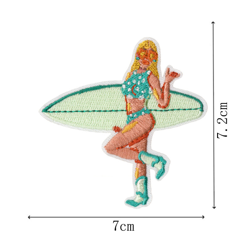 Wholesale Holiday Beach Surfer Girl Embroidery DIY Patches