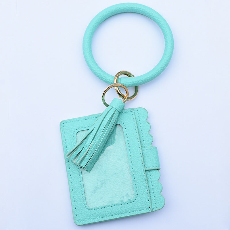 Wholesale Fashion Leopard Print PU Leather Tassel Coin Purse Keychain