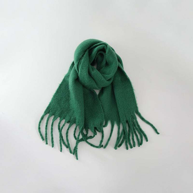 Wholesale Solid Tassel Thickened Warm Polyester Scarf