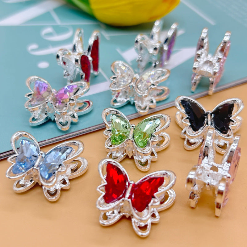 Wholesale 20pcs Alloy double-sided crystal zircon butterfly beads