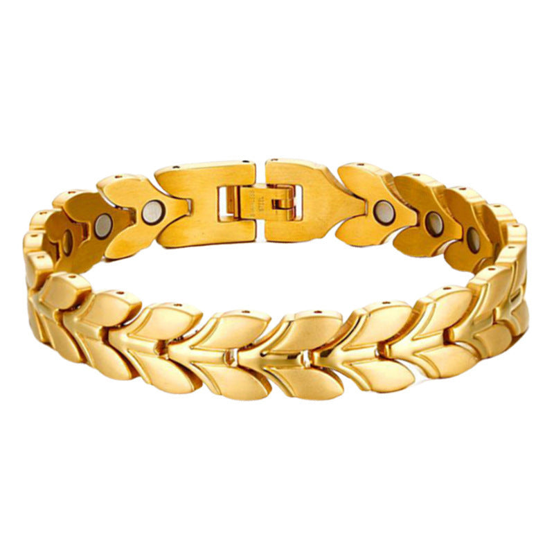 Wholesale Titanium Steel Geometric Detachable Stainless Steel Magnet Gold Plated Bracelet