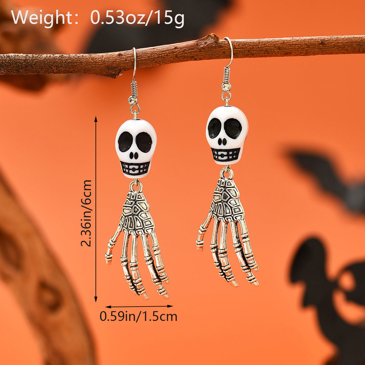 Wholesale Halloween Personalized Dark Skull Ghost Claw Pendant Earrings