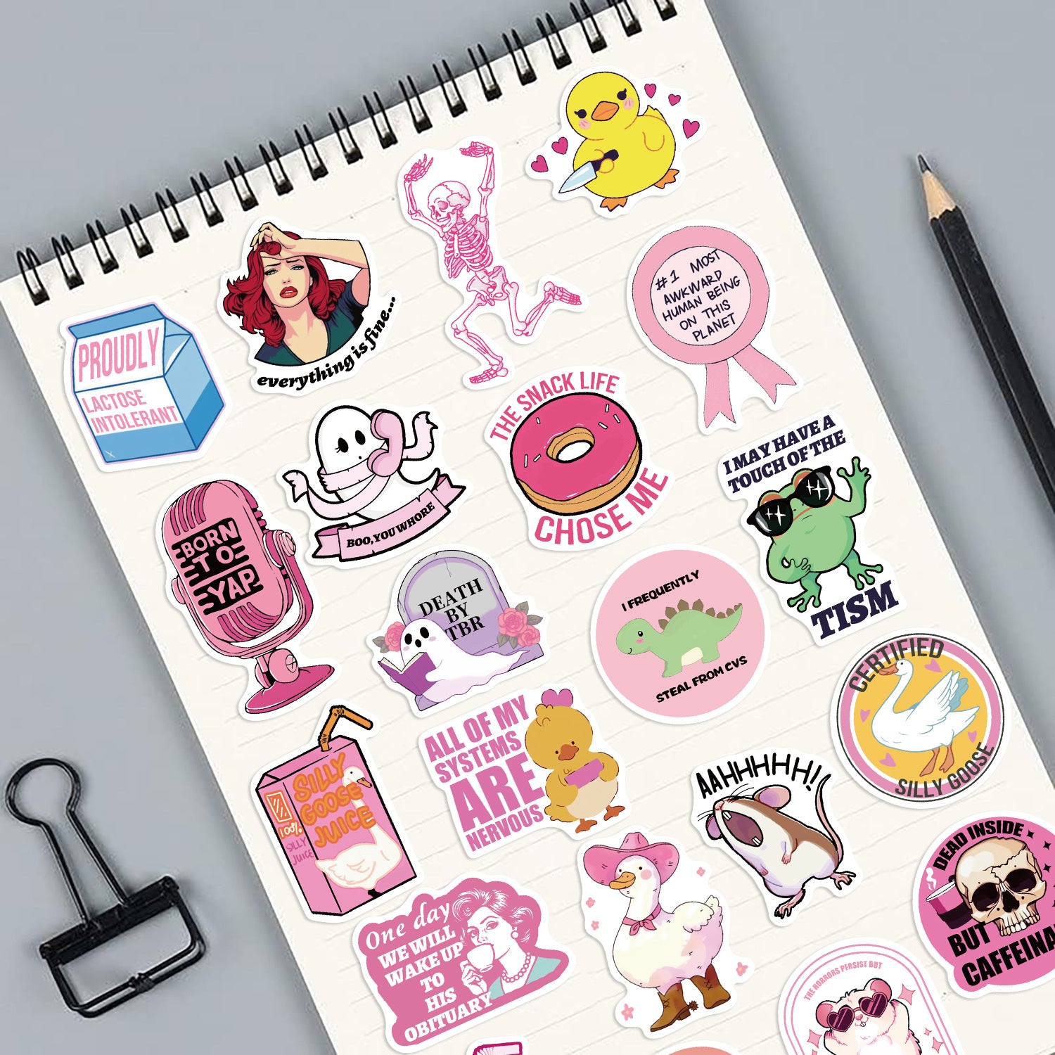 Wholesale 50pcs cartoon pink satirical graffiti watercolor proof vinyl stickers
