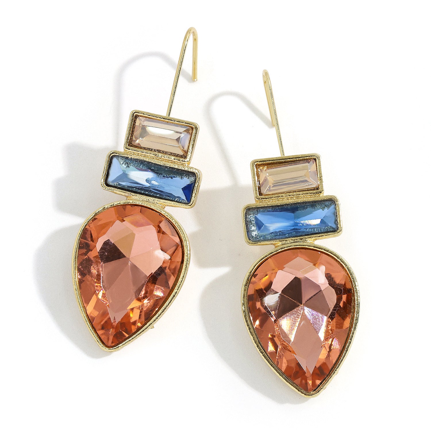 Wholesale Irregular Geometric Alloy Colorful Gemstone Sparkling Earrings