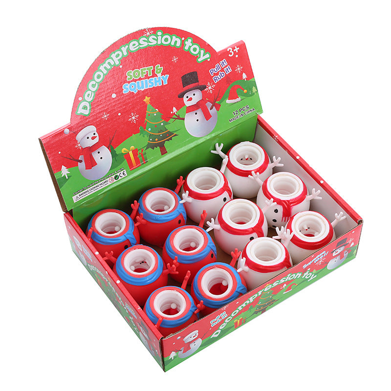 Wholesale Christmas Snowman Soft Rubber Squeeze Cup Decompression Toys