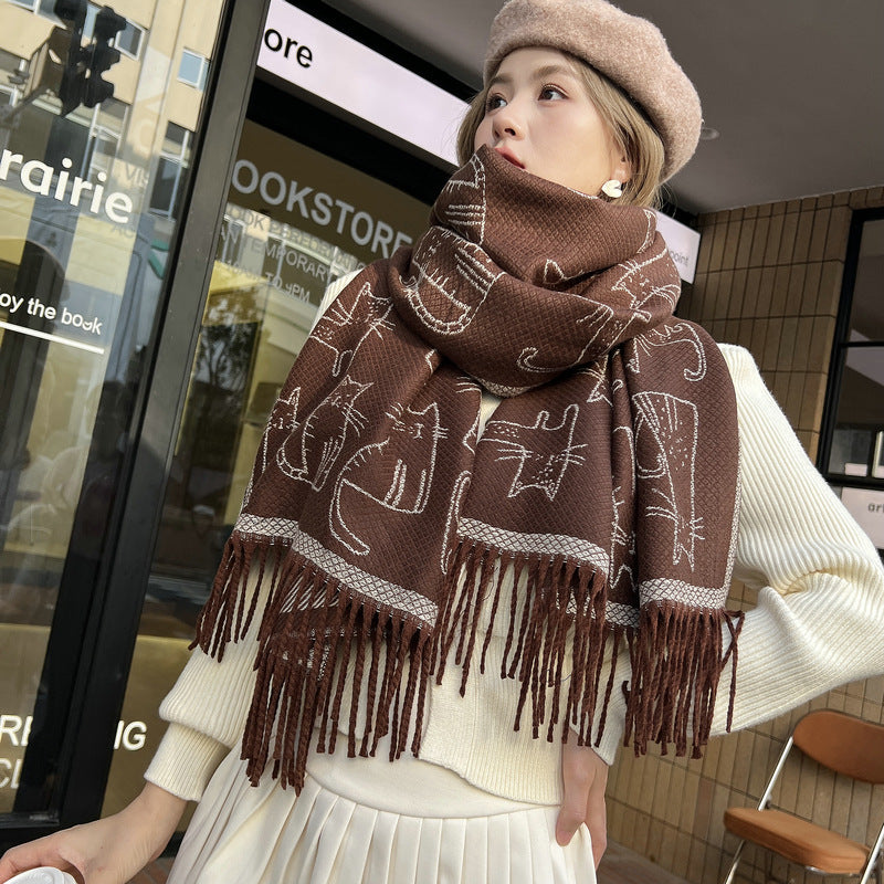 Wholesale Imitation Cashmere Lucky Cat Scarf