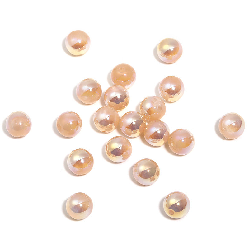 Wholesale UV color coated milk tea cat's eye high gloss acrylic small round beads