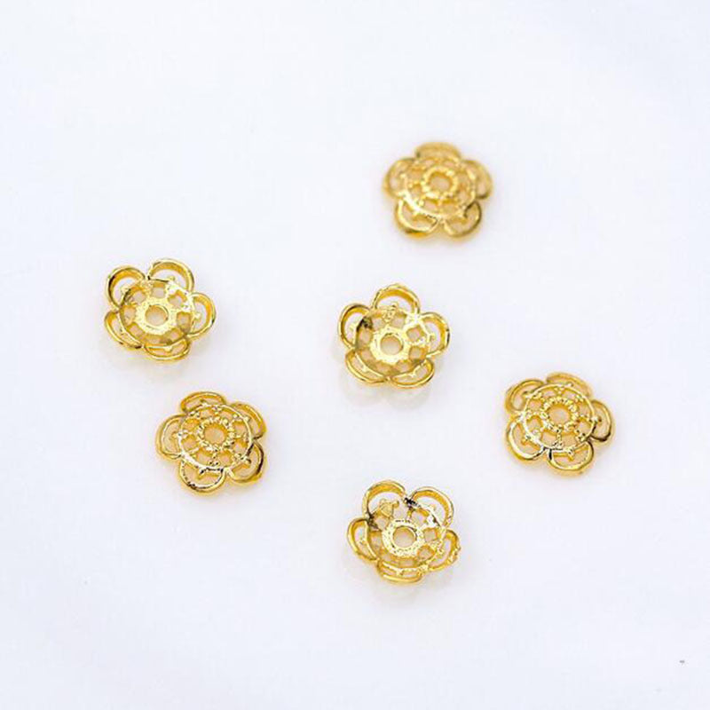 Wholesale of 100PCS/PACK Color 18K 14K Gold-plated Hollow Alloy Flower Holders