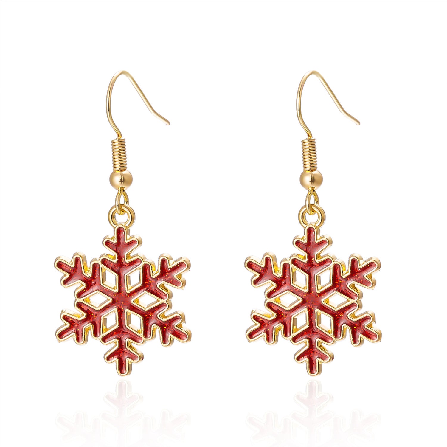 Wholesale Christmas Gold Sequin Snowflake Alloy Earrings