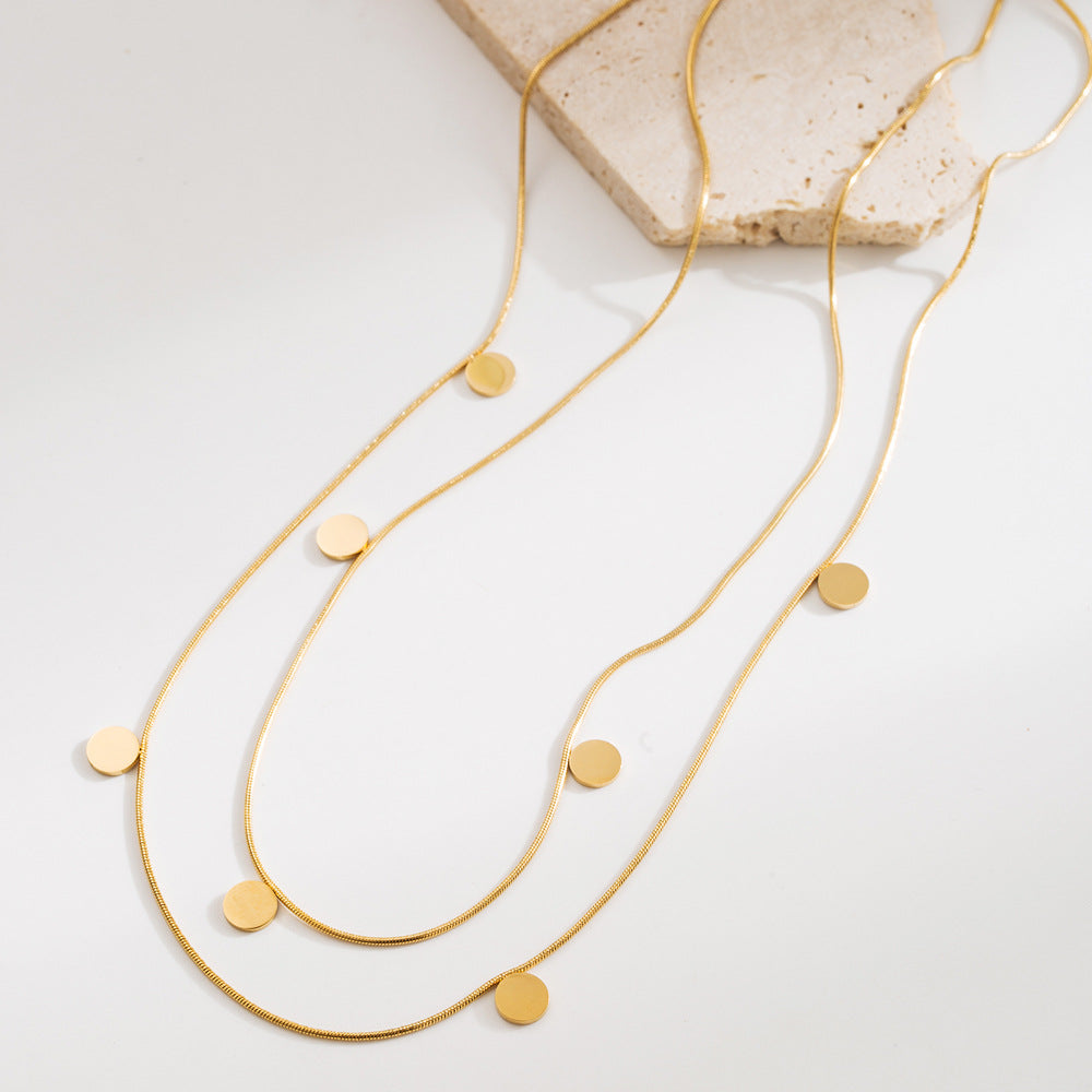 Wholesale Geometric double-layer necklace titanium steel clavicle chain