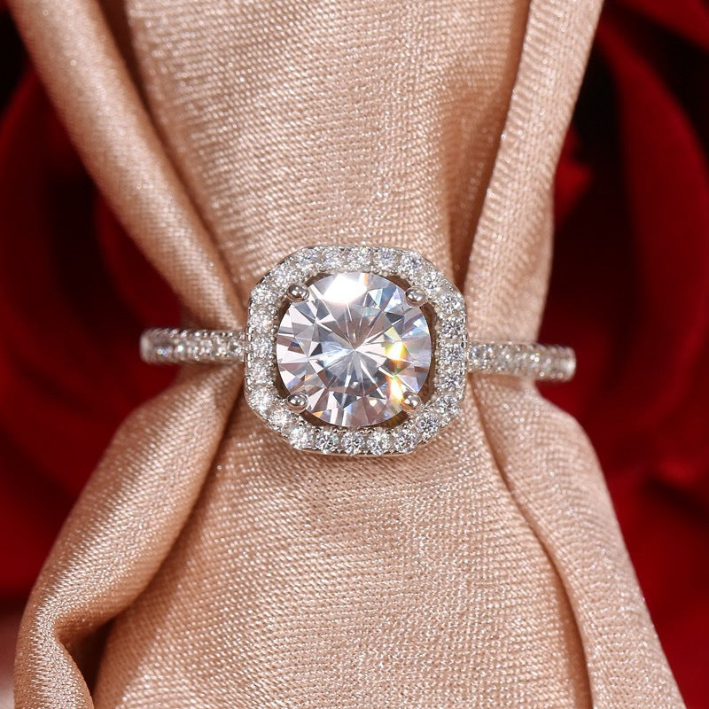 Wholesale Couple ring open diamond ring wedding ring simulation wedding ring silver plated ring jewelry