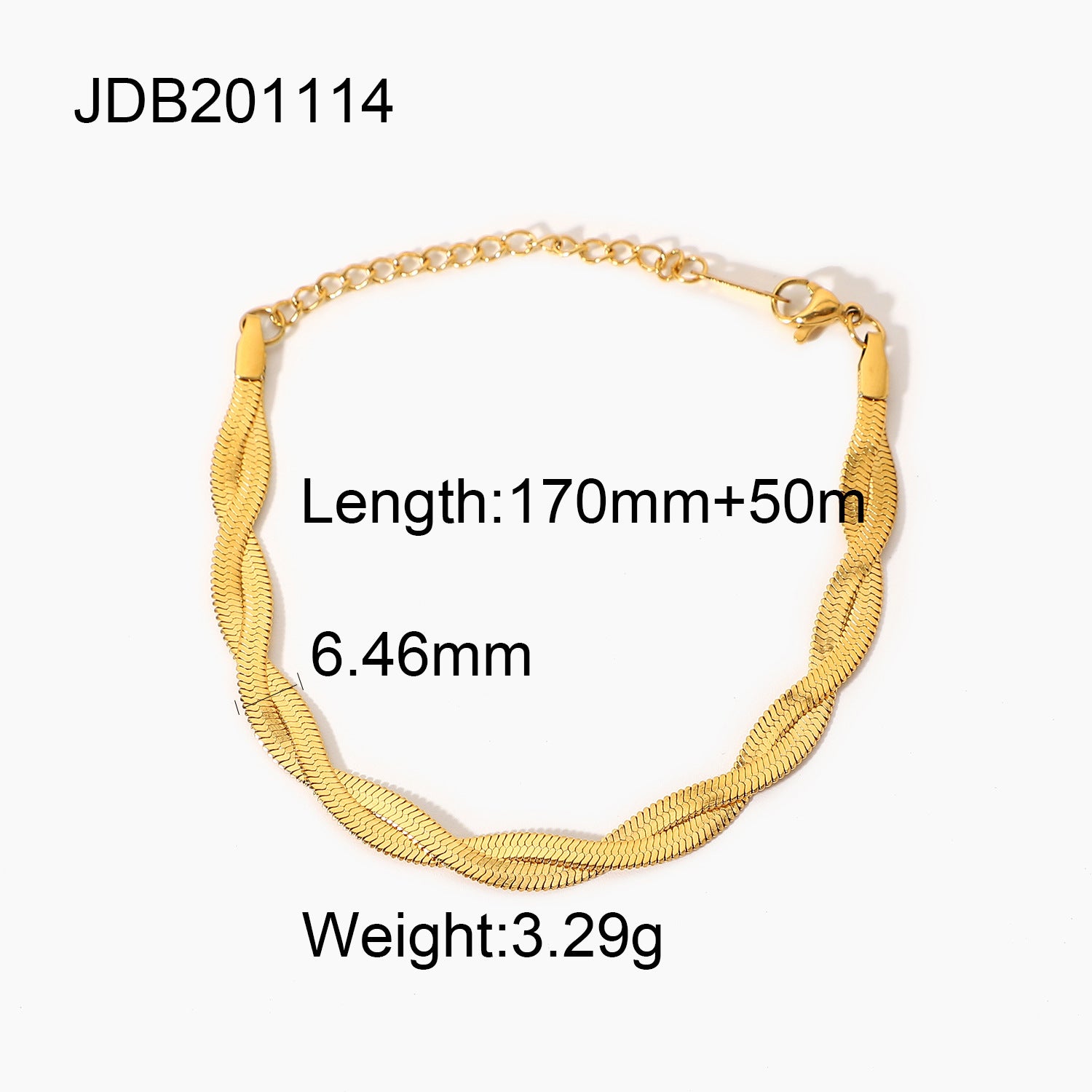 Wholesale 18k Gold-plated Stainless Steel Double Cross Snake Chain Bracelet