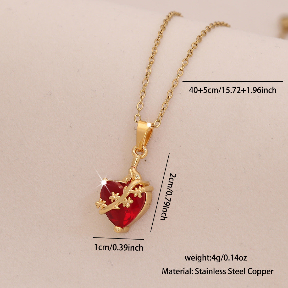 Wholesale  Red Love Pendant Necklace Light Luxury Stainless Steel Clavicle Chain